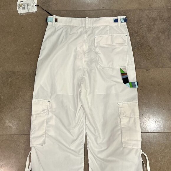 Emilio Pucci Silk Iride-Print Straight-Leg Cargo Straight Trousers (White Multi) - Picture 11 of 16